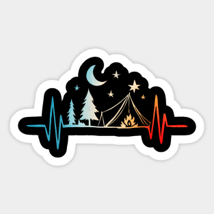 Camping Heartbeat EKG Camper Hiker Outdoors Men Women Sticker